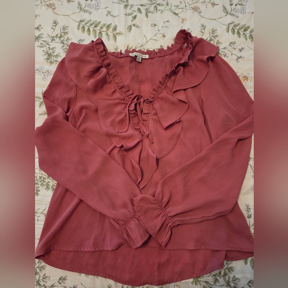 Haute Monde Ruffled Blouse in Dusty Rose